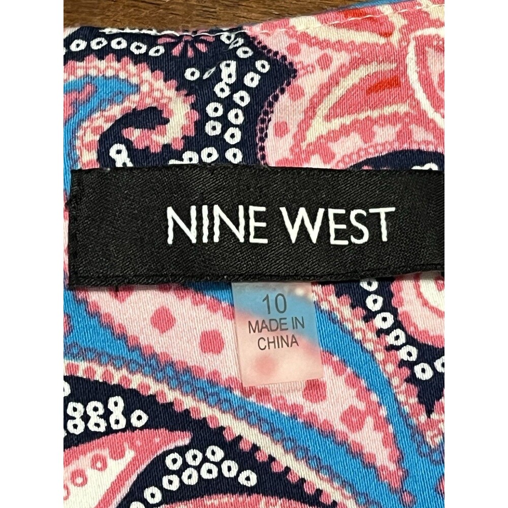 NINE WEST Pink Multicolor Paisley Poplin Keyhole Sheath Dress Size 10 - Picture 4 of 16